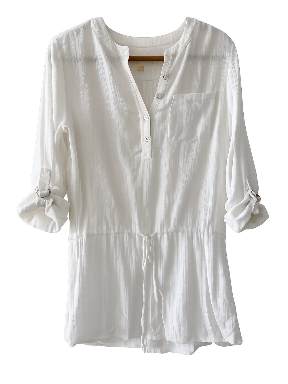 MICHAEL Michael Kors White Henley Drawstring Tunic